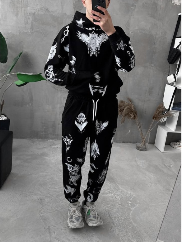 Oversize костюм на флісі з принтом