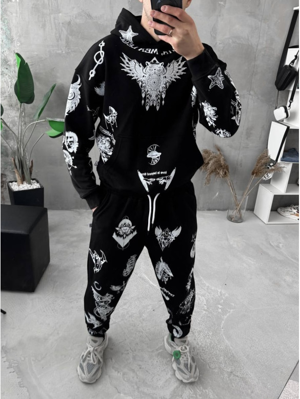 Oversize костюм на флісі з принтом
