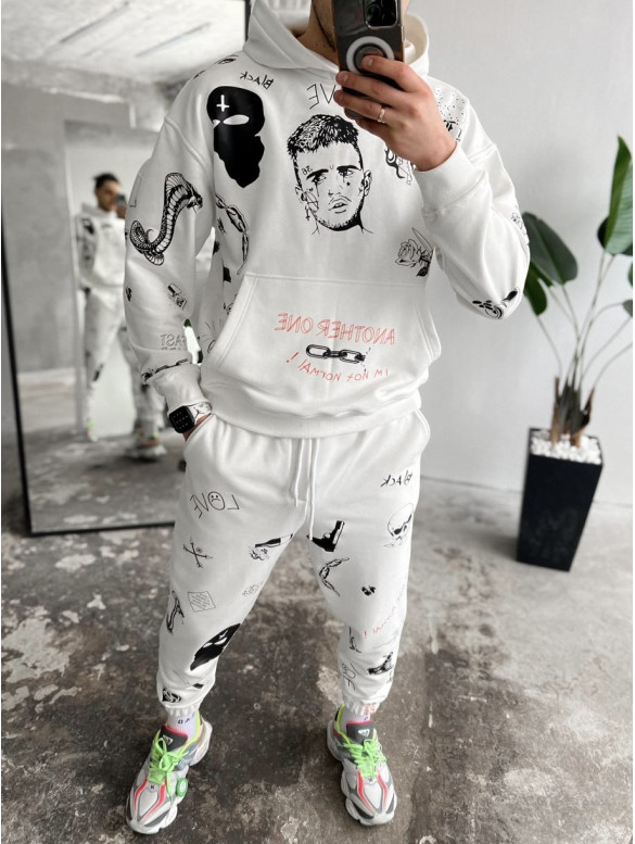 Oversize костюм на флісі з принтом