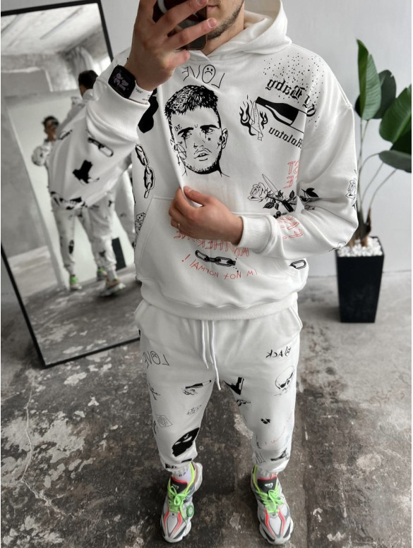 Oversize костюм на флісі з принтом