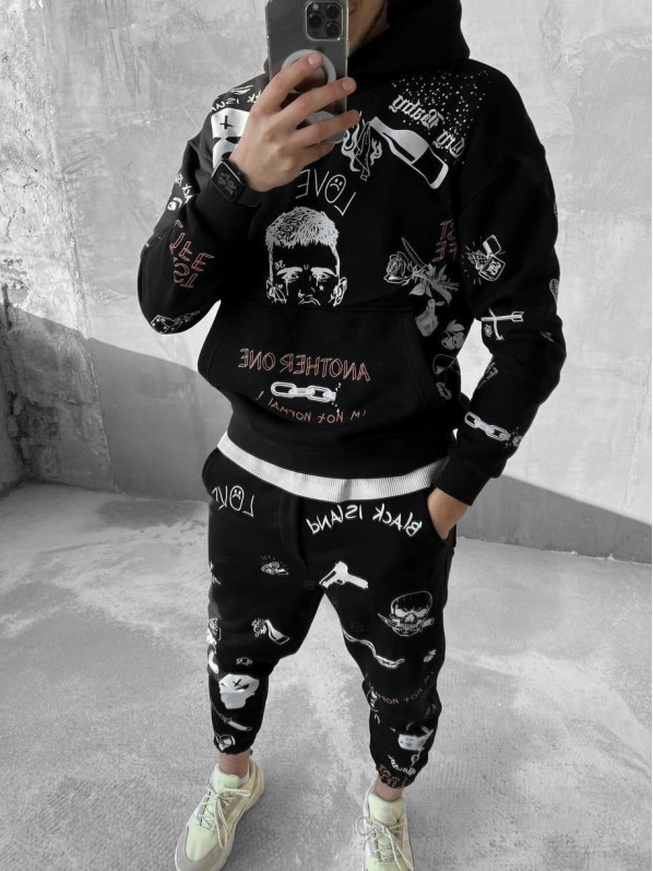Oversize костюм на флісі з принтом Oversize костюм на флісі з принтом