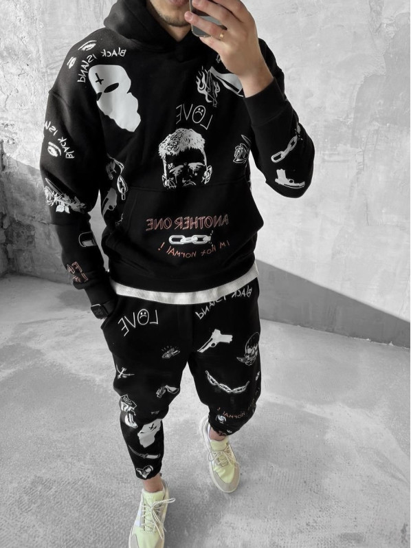 Oversize костюм на флісі з принтом Oversize костюм на флісі з принтом