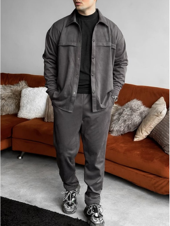 Замшевий oversize костюм