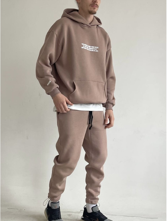 Oversize костюм на флісі з надписом