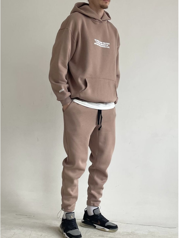 Oversize костюм на флісі з надписом