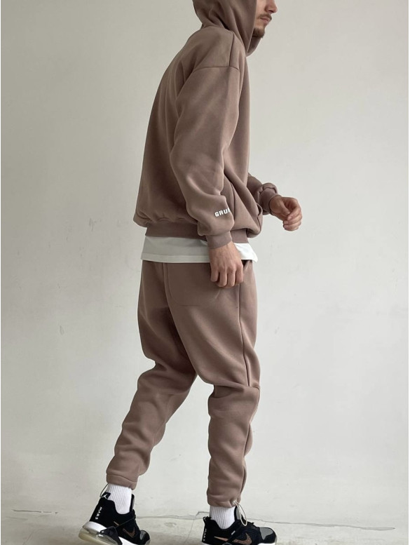 Oversize костюм на флісі з надписом