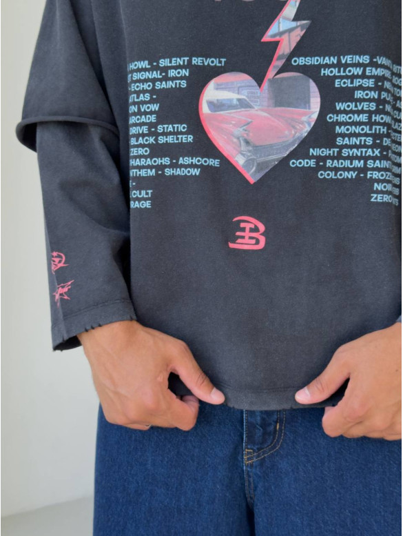 Oversize світшот з імітацією футболки