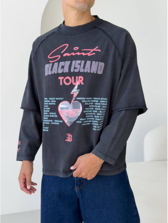 Oversize світшот з імітацією футболки