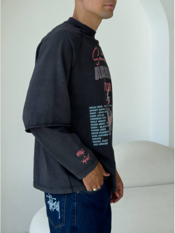 Oversize світшот з імітацією футболки