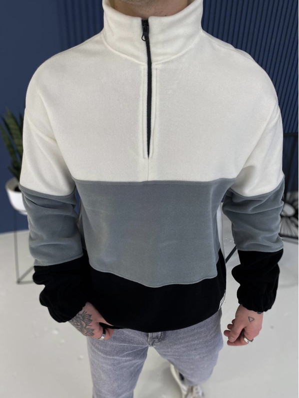 Плюшева oversize кофта із блискавкою