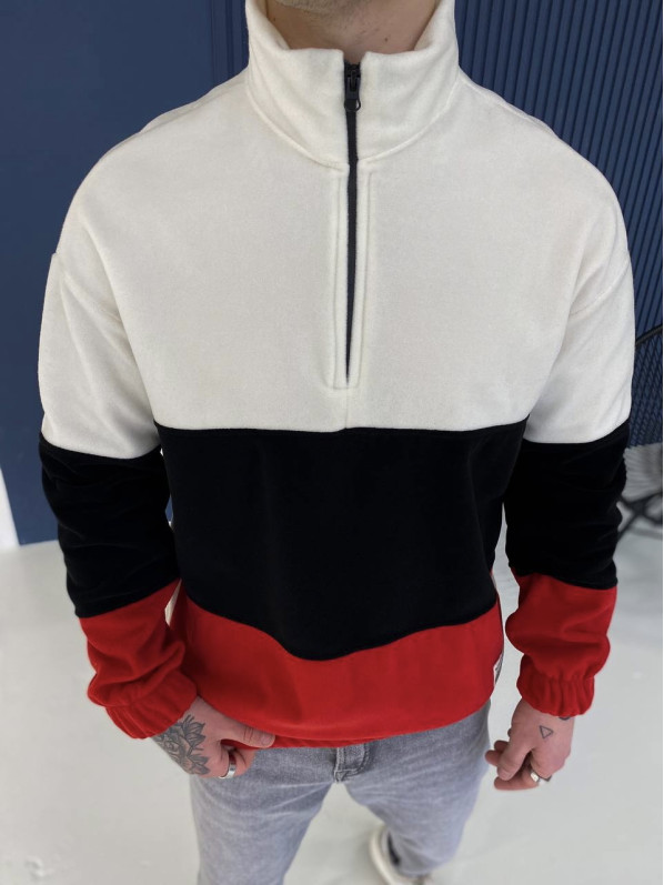Плюшева oversize кофта із блискавкою