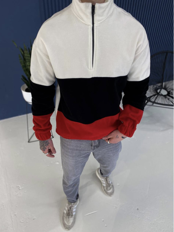 Плюшева oversize кофта із блискавкою
