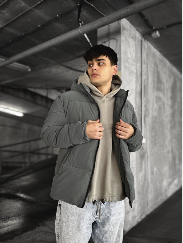 Зимова куртка oversize з блискавкою навскіс