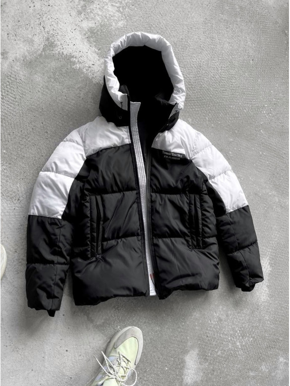 Зимова стьобана куртка oversize з надписом